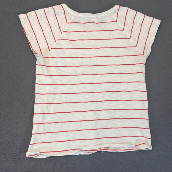 Anthropologie Lilla P Womens XS Heather Gray Stripe SS 100% Cotton Knit Top Red - Picture 6 of 7